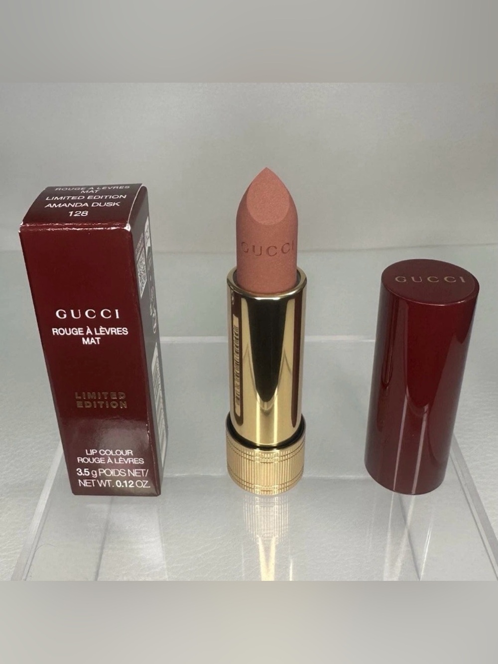 Gucci Rouge à Lèvres Matte Lipstick Stick, Limited Edition Amanda Dusk 128 NIB
